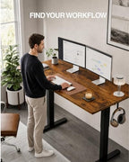 Acrolix 40x24 Electric Standing Desk with Cable Net, Rustic Brown - Image 3