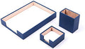 MOOGCO Leather Document Tray - Pen Holder - Note Paper Holder -3 Accessories-Desk Organizer - Office Desk Accessories - Desktop Storage - 3 PCS (BLUE) by MOOGLLC