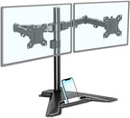 MOUNTUP Dual Monitor Stand - Freestanding & Height Adjustable Monitor Desk Mount, Steady VESA Mount Holds Max 17.6 lbs, Computer Monitor Stand for 2 Screens up to 27 inches, For Home Office by MOUNTUP