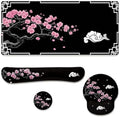 Cherry Blossom Desk Mat Set Oriental Black Zen Art Mouse Pad with Wrist Rest 4in1 Desk Mat for Desktop Ergonomic Computer Desk Arm Wrist Anti-Slip Computer Ergonomic Mouse Pad Home Office Gaming by Unknown