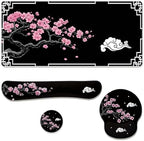 Cherry Blossom Desk Mat Set Oriental Black Zen Art Mouse Pad with Wrist Rest 4in1 Desk Mat for Desktop Ergonomic Computer Desk Arm Wrist Anti-Slip Computer Ergonomic Mouse Pad Home Office Gaming by Unknown