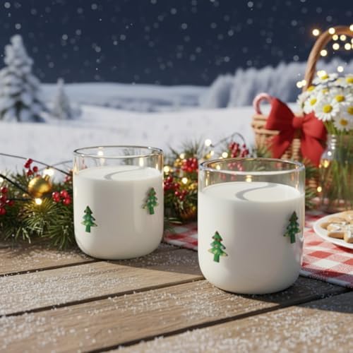 SiliFine 2 Pcs Green Christmas Tree Icon Juice Glasses - Image 5