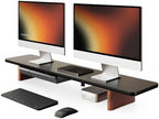 Fenge 42.5" Dual Monitor Stand with Storage Drawer & Solid Wood Legs, Black by Fenge