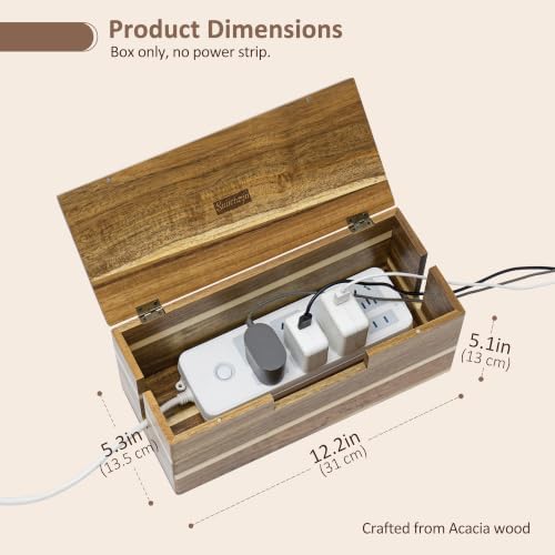 Acacia Wood Cable Management Box - Cord Hider&Organizer for TV Wires - Image 3