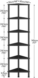 HOOBRO Corner Shelf Stand, Industrial 6-Tier Corner Bookshelf with Metal Frame, Bookcase, Plant Display Stand for Small Spaces, Living Room, Black BK36CJ01 - Image 3