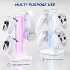KDD RGB Headset Stand with 9 Light Modes - Controller Holder for Desk - Rotatable Headphone Stand & Detachable Controller Hook for PC Earphone Accessories(White) - Image 4
