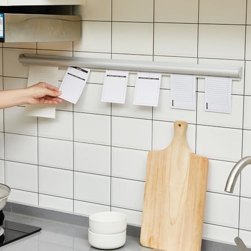 Henoyso 2 Pcs Restaurant Ticket Holder 16/18/24/28/30/32/40/44" Slide Check Rack Receipt Holder Aluminum Silver Order Ticket Rack for Commercial Kitchen Office Cafes Pubs Bar(30 Inch,Pen Slot) - Image 4