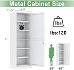 Ckzbx Metal Locker Tall Narrow Storage Cabinet, 67" H Locking Tool File Cabinets Snack Locker Organizer for School Classroom,Bedroom,Gym Home Office,Entryway and Hallway (20" W 1Door White) - Image 3