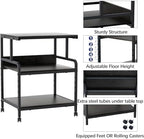Arbuxzuy Large Printer Stand with Storage Shelf, 23.6" W x 18.9" D Printer Cart with Wheels, 3 Tier Mobile Printer Table for Home Office,Stands for Heat Press Scanner Fax (Black) - Image 3