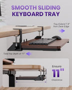 Ergonomic Keyboard Tray Under Desk, 25.6x11.8 Inch Board, Walnut - Image 4