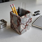 Natural Marble Stone Square Storage Container Empty Vessel Holder Cup for Candle/Pens/Sundries Items (Calacatta Red) - Image 7