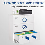 Fesbos Lateral File Cabinet with Lock, 3 Drawer Large Metal Filing Cabinet,Home Office Lockable Storage Cabinet for Hanging Files Letter/Legal/F4/A4 Size-Assembly Required - Image 4