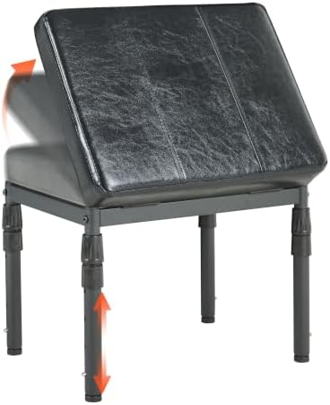 Adjustable Ottoman Pouf, 60 Degree Tilt Footrest, Black Synthetic Leather by TIOPGHAD