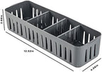 Simplify 2 Pack 4 Compartment Stackable Bin with Adjustable Dividers | Drawer Organizer | Storage Basket | Good for Office | Desk Supplies | Dorm |Bathroom | Accessories | Make Up | Grey - Image 5