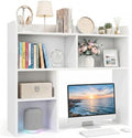 SUPER DEAL Desktop Bookshelf, Countertop Storage Hutch with 3 Shelves for Computer Desk, 2-Tier Display Rack, Multipurpose Wood Desk Hutch Storage Organizer for Home Office Dorm, White by Superdeal