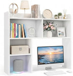 SUPER DEAL Desktop Bookshelf, Countertop Storage Hutch with 3 Shelves for Computer Desk, 2-Tier Display Rack, Multipurpose Wood Desk Hutch Storage Organizer for Home Office Dorm, White by Superdeal