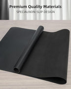 AFIING Leather Desk Protector, 55"x17" - Premium Mat, Large Mouse Pad, Non-Slip Blotter, Waterproof Writing Pad for Office and Home (Black) - Image 2