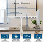 BONTEC Dual Monitor Desk Mount, 13-27 Inch, 22lbs, VESA 75x75/100x100,White - Image 3