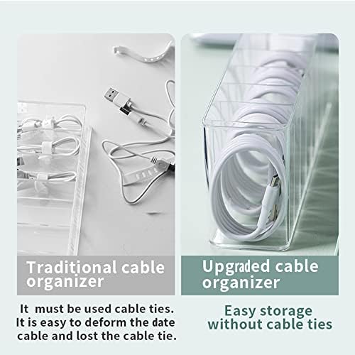 Cord Storage Organizer Box with Lid, Easy Organizer Without Cable Ties, Clear Electronics Organizer for Home Office Desk (Stackable-4Pack) - Image 2
