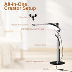 Mistriddle Aluminum Telescopic Overhead Phone Stand with USB Round Light - Image 3