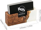 RWA Emerald Business Card Holder – Luxury Square Desk Organizer, Stylish Office Decor, Slim Card Holders - Wood & Epoxy Card Display Stand for Men and Women, Office Desk Accessories - SMART, green - Image 6