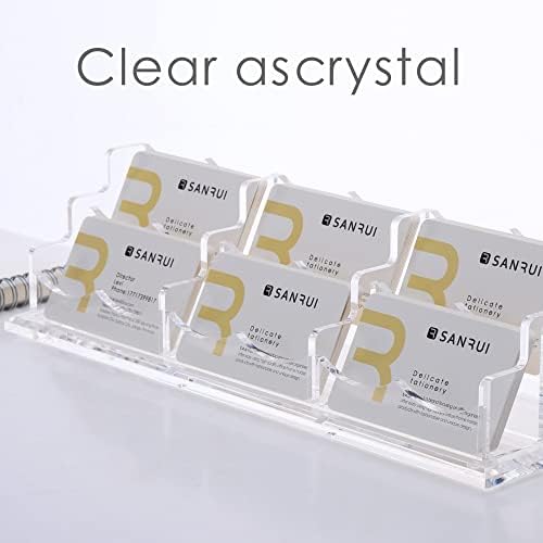 SANRUI Acrylic Business Card Holder, Clear Desk Card Display Stand 6 Slot - Image 4