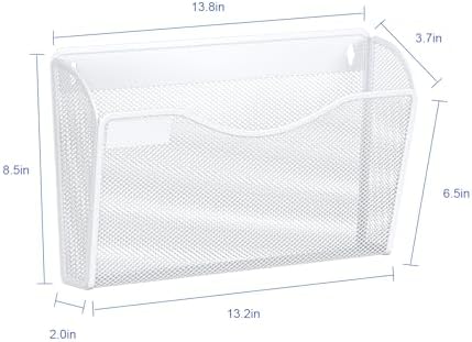 samstar 6 Pack Mesh Wall Mounted File Holder Metal Wall File Pocket Mail Organizer for Office/Home(with Label Panel), White - Image 6