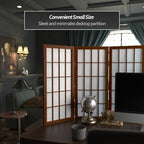 Red Lantern 26.5 in. Short Desktop Window Pane Shoji Screen - Walnut - 8 Panels - Image 2