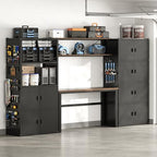 FLEXIMOUNTS 117"L Modular Garage Storage Cabinet with Workbench, Black by FLEXIMOUNTS