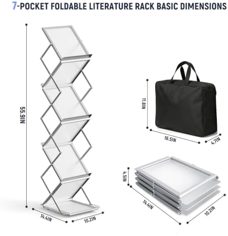 Inpack Literature Rack, Magazine Display, Foldable Brochure, Silver, 1-Pack - Image 3