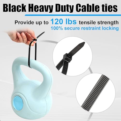 Reallnaive 1500 Pcs 8 Inch Zip Ties Heavy Duty Black 120 Lbs - Image 4