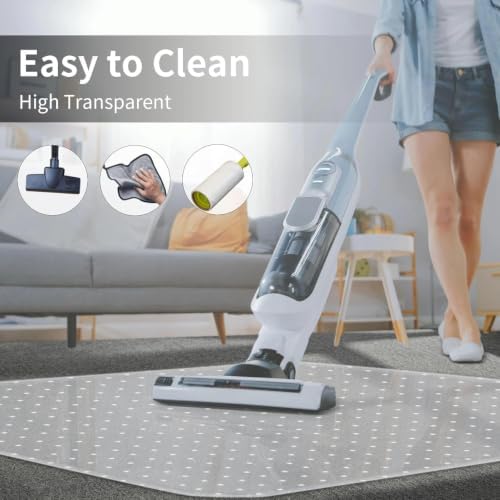Office Chair Mat for Carpeted Floor, 63"x51" Clear Desk Mat for Carpet Large Protector Floor Mat On Low Pile Carpets, Easy Glide Rolling Plastic Floor Mat, Computer Chair Mat for Home Office - Image 6