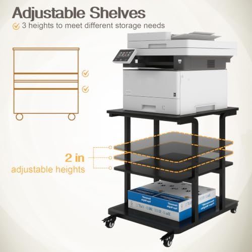 Natwind 3 Tier Laser Printer Stand,24''x20'' Side Table for Printer, Black - Image 4