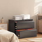 Superday Lateral File Cabinet 2 Drawer Metal File Cabinet with Lock, Black Filing Cabinets for Home Office, Locking Filing Cabinets Hanging Files Letter/Legal/F4/A4 - Image 2