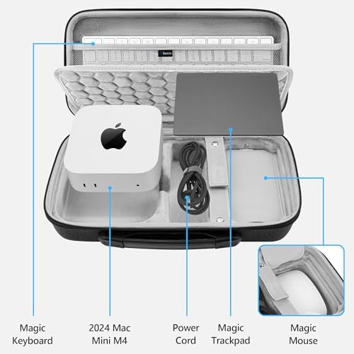 GEEKRIA Desktop Computer Hard Travel Case, Compatible with Apple 2026 Mac Mini M5 / 2024 Mac Mini M4 / Pro, Fit for Magic Keyboard, Mouse, Trackpad and Accessories (Dark Gray) - Image 3