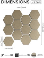 Fluxynara 12-Pack Hexagon Felt Bulletin Board Tiles, Earth Brown - Image 2