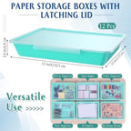 Tinlade 6 Pcs Classroom Paper Storage Bins with Lids, 13x10, Teal - Image 2