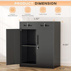 INTERGREAT Metal Garage Storage Cabinets with Lock,Steel Storage Cabinet with Drawer and 2 Adjustable Shelves, Small Lockable Office Steel Cabinet for Home, Warehouse, School, Black - Image 3