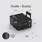 Under Desk Drawer Slide-Out – Lockable Metal Storage Drawers with Cable Management for Office & Home (Double, Bracketed) - Image 2