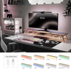 Fenge Dual Monitor Stand Riser with Phone & Tablet Slot, Oak - Image 5