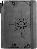 CAGIE Compass Leather Journal for Men, A5 Lined Notebook Writing Gift by CAGIE
