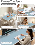 YSAGi Leather Desk Protector, Office Mat, Large Mouse Mat, Non-Slip PU Leather Blotter, Laptop Desk Mat, Waterproof Writing Pad for Office and Home(Ice Blue, 63" x 17.2") - Image 3