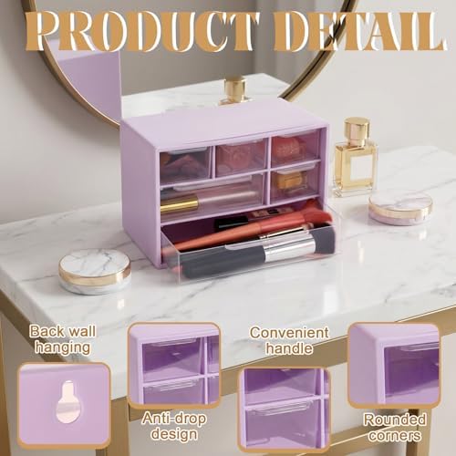 Briwooody 6 Pack Small Drawer Organizer Stackable Desktop Storage, Purple - Image 4