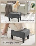 SONGMICS Foot Stool, Small Linen-Look Fabric Ottoman with Thick Cushion - Image 5