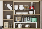 Jojocross Expandable Cabinet Shelf Organizer Storage Spice Rack Shelves for Kitchen Stackable Adjustable Pantry Cupboard Bathroom Countertop Desktop(2Packs/White/Medium-with Hole) - Image 3
