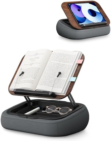 SupeDesk Lap Beanbag Book Stand with Storage, Adjustable Reading Pillow for Bed & Desk, Multi-Angle Book Stand Pillow Holder, Hands-Free Lap Reading Stand for Book,iPad, Tablet by SupeDesk