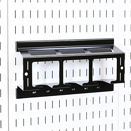 Wall Control Drill Holder Power Tool Storage Rack - Compact Impact Drill Battery Power Tool Pegboard Organizer Pegboard (Black) by Wall+Control