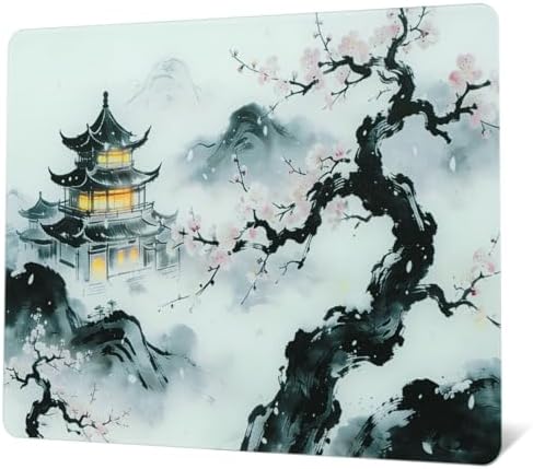 XVX Glass Mousepad Gaming, Cherry Blossom Hard Mouse Pads for Esports, Large Mouse Mat 410mm*310mm, Tempered Glass Mouse Pad Smooth Micro-Etched Surface with Improved Precision and Speed by GMKWTL