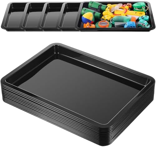 12 Pcs Plastic Art Trays Back to School Colorful Art Trays, Black by Zonon