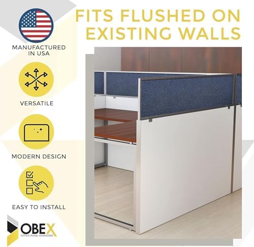 OBEX Acoustical Cubicle Privacy Screen Extender Desk Panel & Office Divider, Add Separation & Block Noise, 12" x 48", Twilight - Image 2